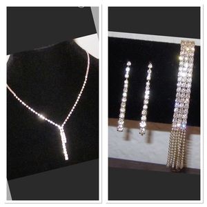 3Piece Set Jewelry Diamond Style Crystal Necklace